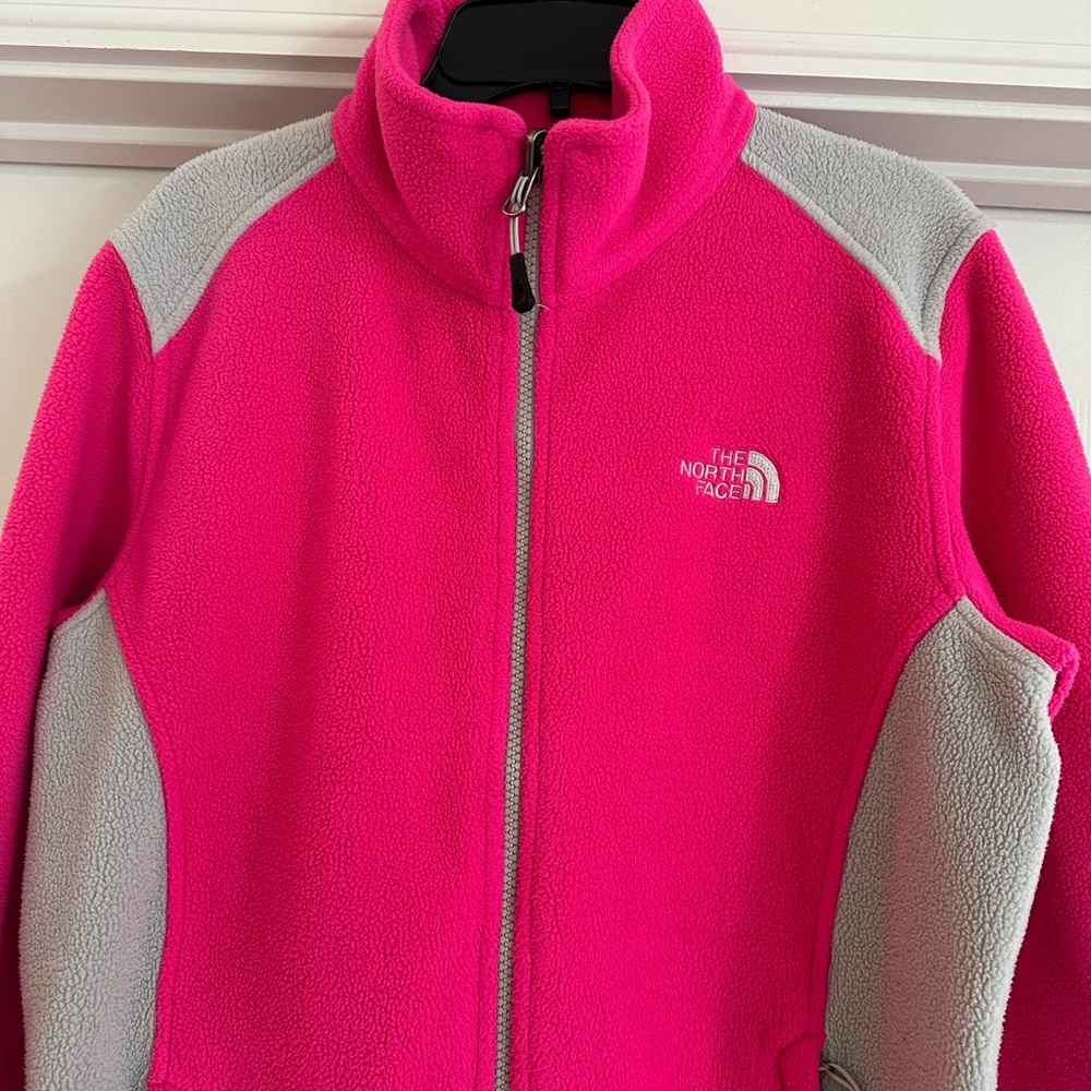 North face pink and gray girls jacket